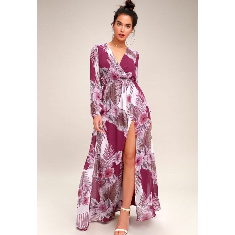 WONDROUS WATER LILIES MAGENTA FLORAL PRINT MAXI